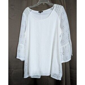 Women's Long Sleeve Cal Style 2XL Made In USA White Eyelet & Lace Body Lined